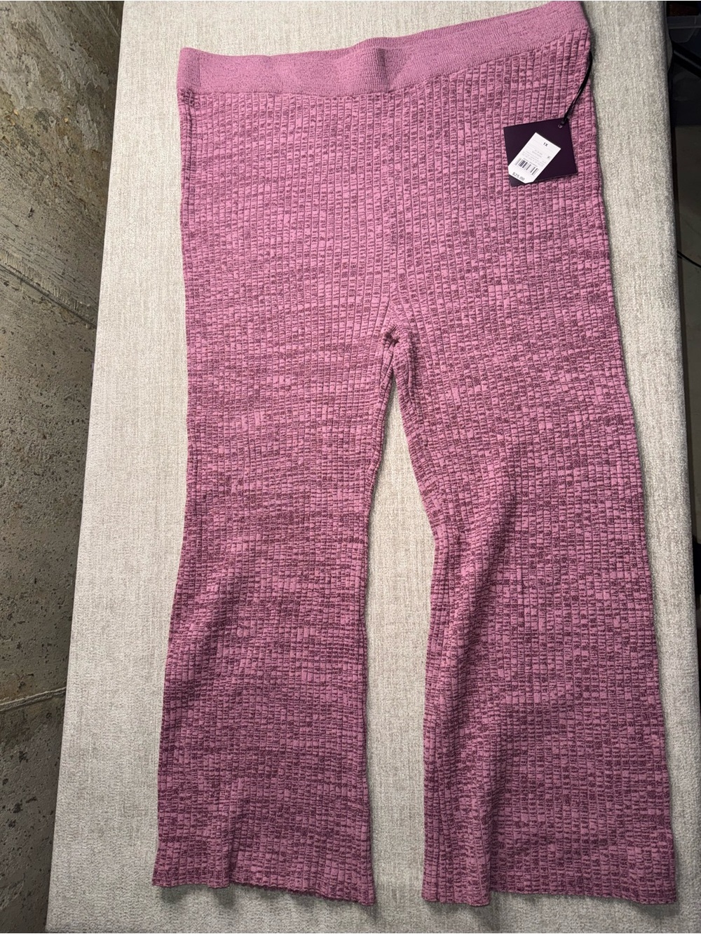 Ava & Viv Ribbed Wide-Leg Pants in Mauve Pink 1X NWT